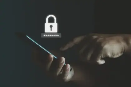 Man Holding Phone With Password Security Lock Icon 3