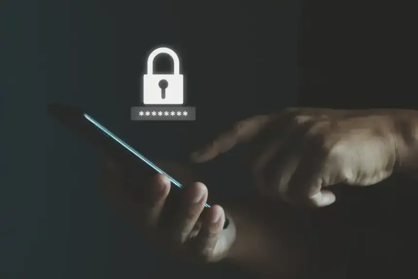 Man Holding Phone With Password Security Lock Icon 3